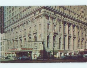 1950's OLD CARS AT SHERATON CADILLAC HOTEL Detroit Michigan MI c1394