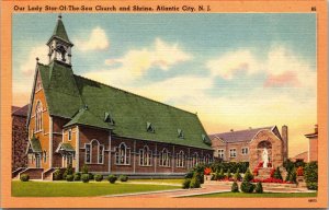 Vtg Atlantic City New Jersey NJ Our Lady Star of the Sea Church Shrine Postcard