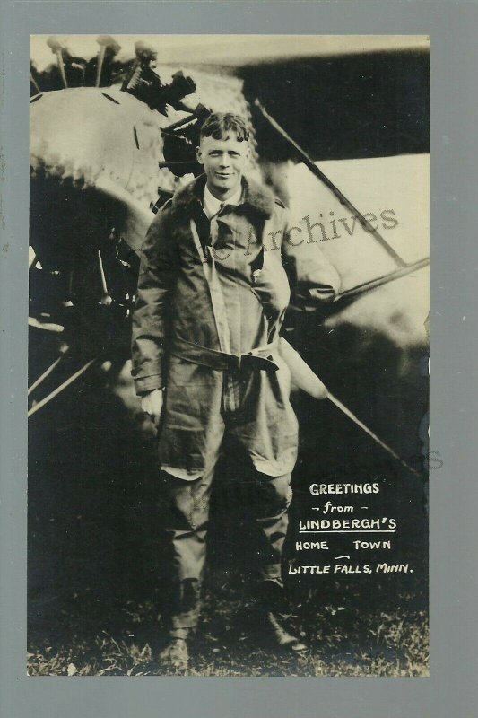 Little Falls MINNESOTA RP c1927 SPIRIT OF ST. LOUIS Airplane CHARLES LINDBERGH