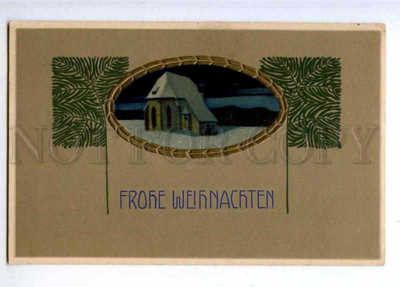 189926 X-MAS Landscape ART NOUVEAU Christmas Vintage EMBOSSED