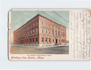 Postcard New England Conservatory of Music, Greetings from Boston, Massachusetts