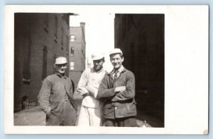 La Crosse WI Postcard RPPC Photo Occupational Workers Fighting Boxing Candid # 2