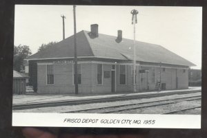 RPPC GOLDEN CITY MISSOURI RAILROAD DEPOT TRAIN STATION REAL PHOTO POSTCARD