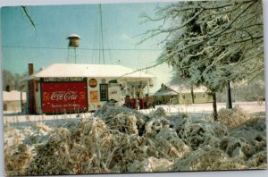 Postcard NC Concord Luna's Little Hangout winter coca cola pepsi esso