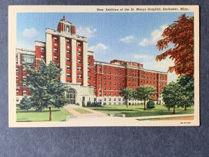 New Addition Of The St. Mary's Hospital Rochester MN Linen Postcard H214...