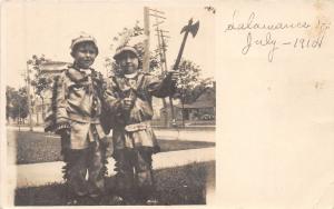 B28/ Native American Indian Postcard Holdenville Oklahoma Boys c1910 Costumes 16