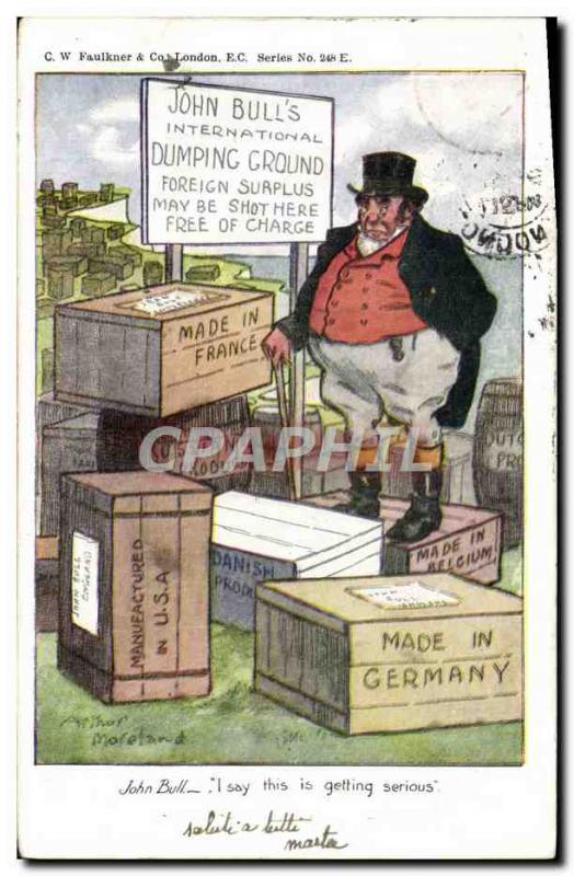 Old Postcard John Bull Dumping Ground Made in Germany