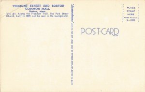 Postcard Tremont Street and Boston Common Mall Massachusetts