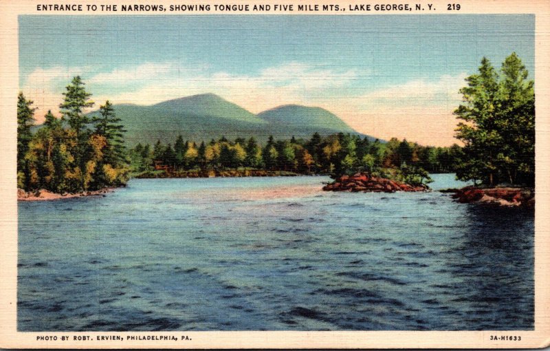 New York Lake George Entrance To The Narrows Showing Tongue and Five Mile Mou...