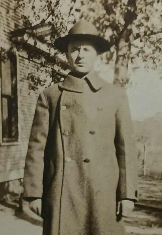 RPPC World War 1 Soldier Standing  In Trench Coat Identified?