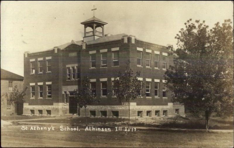 Atkinson IL St. Anthony's School c1910 Real Photo Postcard