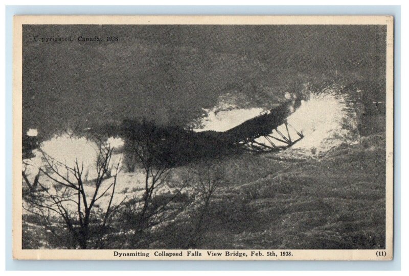 1938 Dynamiting Collapsed Falls View Bridge Peterborough Ontario Canada Postcard