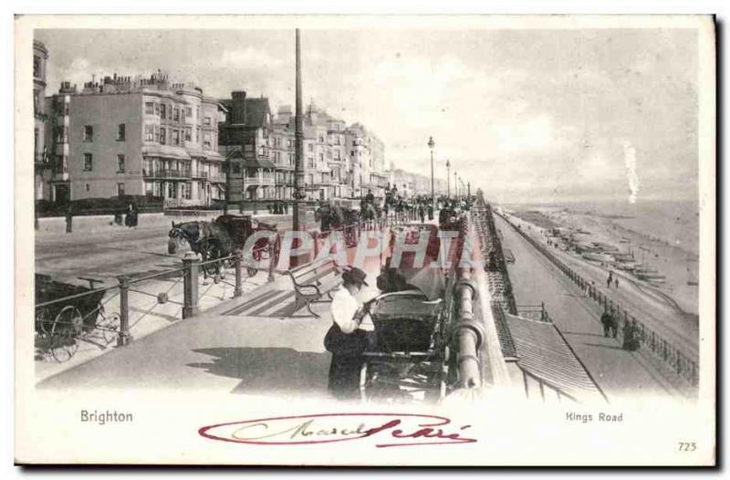 UK Brighton Old Postcard kings road