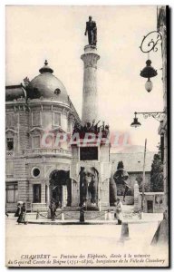 Old Postcard Chambery Elephants Fountain high to the memory of the General Co...