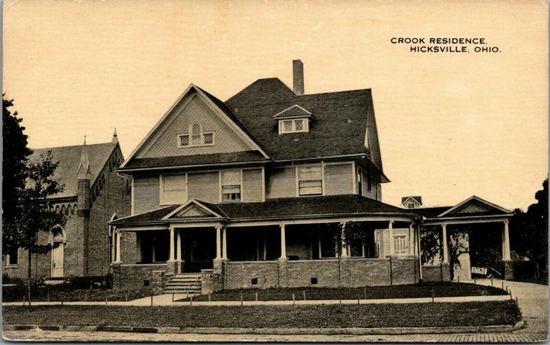 Hicksville Ohio~Crook Mansion~Owner Crook Miller Handle Factory~1916 Sepia PC 