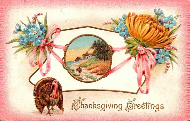 Thanksgiving Greetings With Turkey 1911