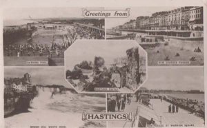 Hastings New Parade at Warrior Square + Bathing Pool Vintage Real Photo Postcard