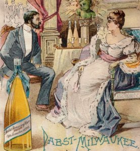 1880s-90s Scrap Card Pabst Blue Ribbon Beer Lovely Couple F197