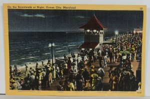 Ocean City MD On The Boardwalk at Night 1952 to Lightner York Pa Postcard Q16