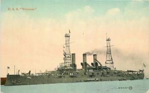 C-1910 Navy Military USS Vermont Postcard Valentine & Sons 2662