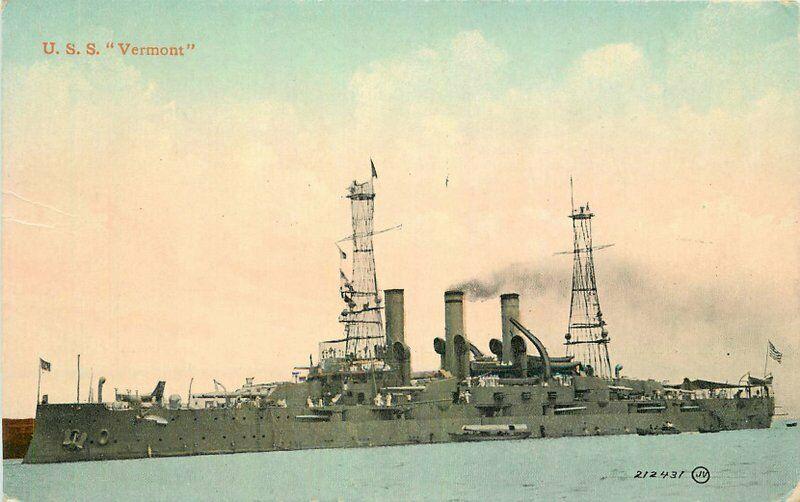 C-1910 Navy Military USS Vermont Postcard Valentine & Sons 2662