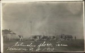 Marion ND Johnson Stock Farm 1913 Real Photo Postcard