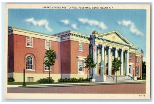 c1940 United States Post Office Flushing Exterior Long Island New York Postcard