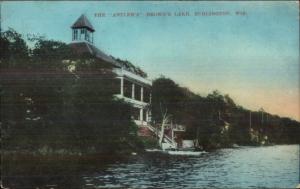 Burlington WI The Antlers Brown's Lake c1910 Postcard