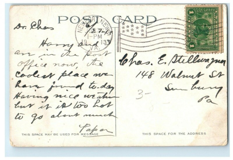 1913 Prison House Jefferson Davis Imprisoned Fortress Monroe Virginia Postcard 