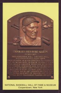 Charles Herbert Klein Baseball Hall of Fame Post Card 3226