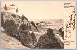 Postcard Georgian Bay ONT c1907 Mackinac Island On GTR System Split Ring *as is*