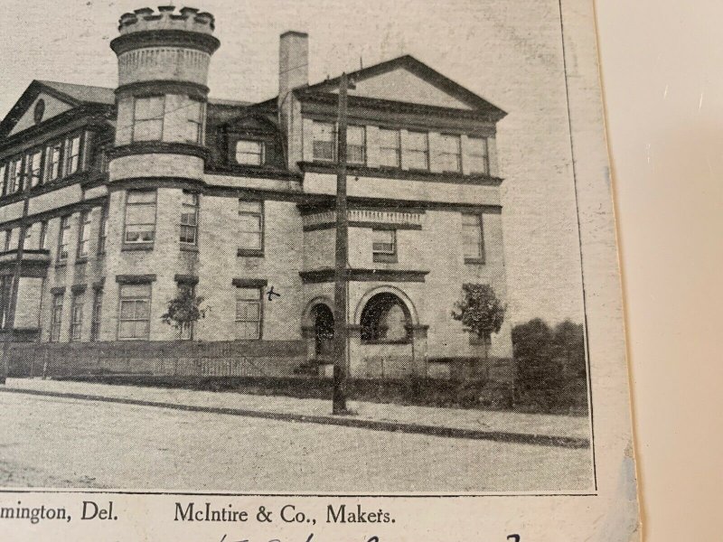 Vintage 1906 No. 24 School Wilmington DE Delaware McIntire & Co. Makers Postcard