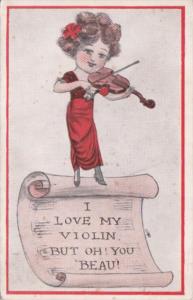 Humour Young Girl Playing Violin 1919