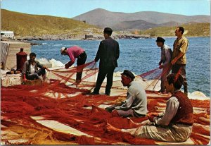 Fishermen Nets Greece Postcard Aphrodite Publications UNP