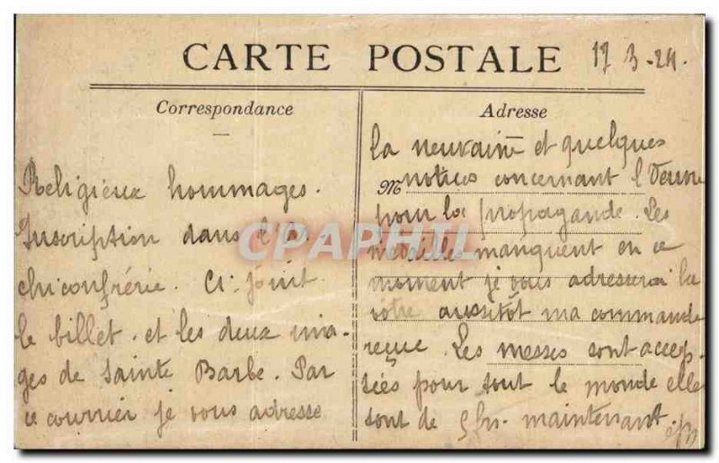 Old Postcard Fantasy Religious Statue