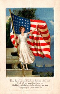 Beautiful Lady and Flag 1918
