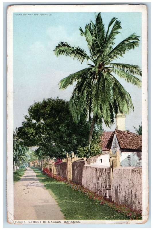 1940 Street In Nassau Trees House Scene Bahamas BS Unposted Vintage Postcard