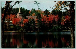 Mirror Lake Drive Adirondacks Lake Placid NY New York Chrome Postcard I14