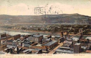 City and Island Panorama Wheeling West Virginia 1908 postcard