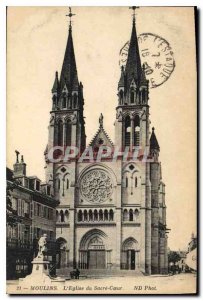 Old Postcard Moulins Sacre Coeur Church