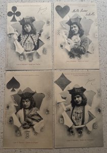 K48/ 4 Horoscope Card Jacks c1910 Bergeret French Fantasy Postcard - Valet 364