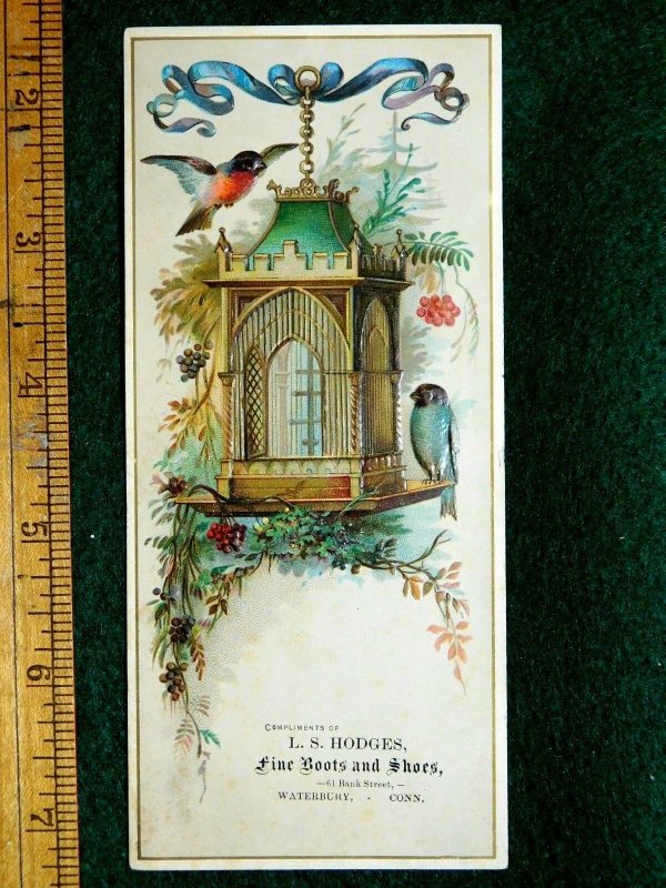 Lovely Cute Pair of Birds w/ Cage L.S. Hodges Boots & Shoes, Waterbury, CT 2 F37