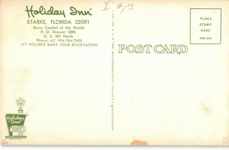 1960's Holiday Inn Starke Florida Postcard 2R3123 United States