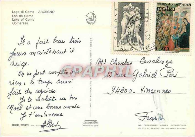 Postcard Modern Lake Como Argegno
