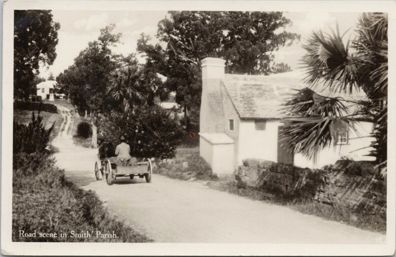 Bermuda Road Scene in Smith's Parish Rutherford & Gotham RPPC Postcard F92