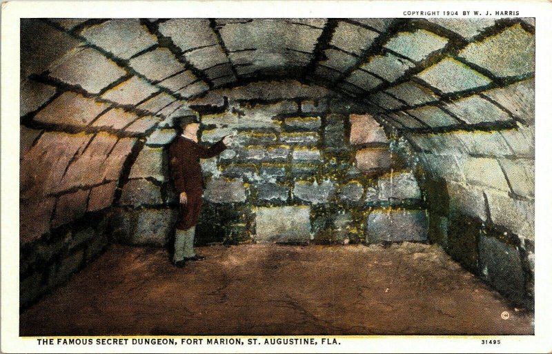 Famous Secret Dungeon Fort Marion St Augustine FL Florida WB Postcard VTG UNP 