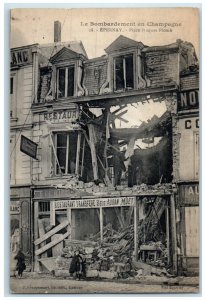 1919 The Bombardment In Champagne Epernay Place Hugues Plomb France Postcard