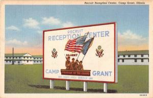 Camp Grant Illinois Recruit Reception Center Linen Antique Postcard K28481