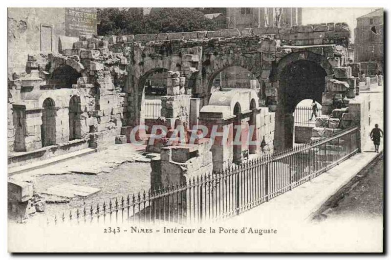 Old Postcard Nimes Interior of Porte d & # 39Auguste