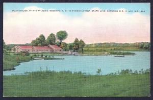 Pymatuning Reservoir Boathouse @ OH-PA line unused c1930's